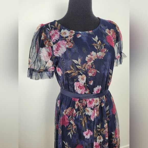 Candalite Petite Medium Floral Dress Purple Blue Dance Formal Fairy Bloomcore - Picture 3 of 11